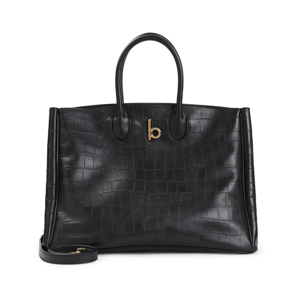 Burberry Black Leather Rocking Horse Tote Bag