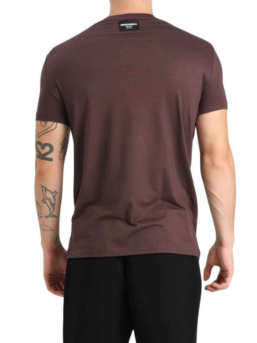 Dsquared2 Brown Fitted Modal-Blend T-Shirt
