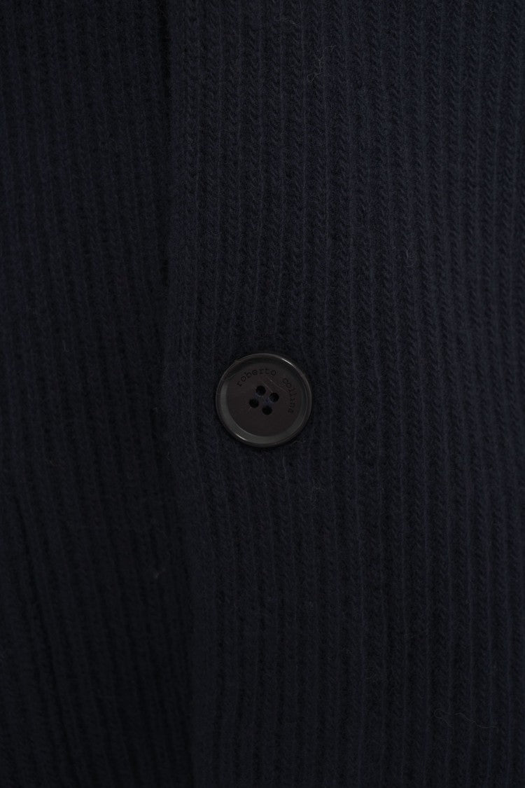 Roberto Collina Ribbed Merino Wool Cardigan With Notched Collar