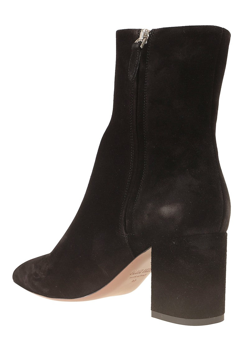 Paris Texas Anja 70 Pointed-Toe Suede Block Heel Ankle Boots