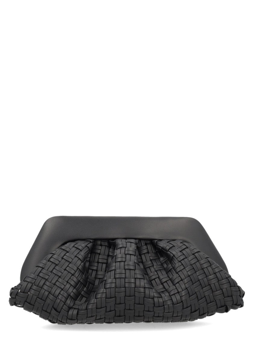 Themoirè Black Woven Structured Shoulder Bag