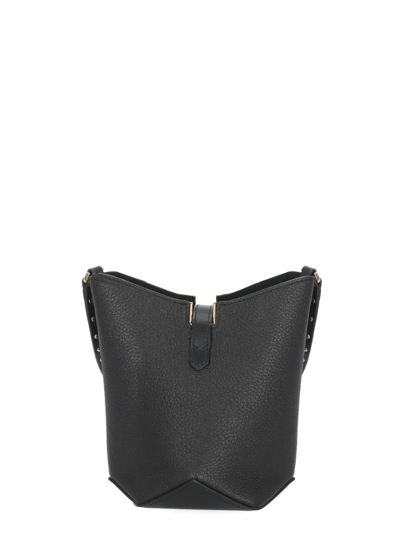 Lanvin Textured Leather Bucket Bag With Studded Shoulder Strap