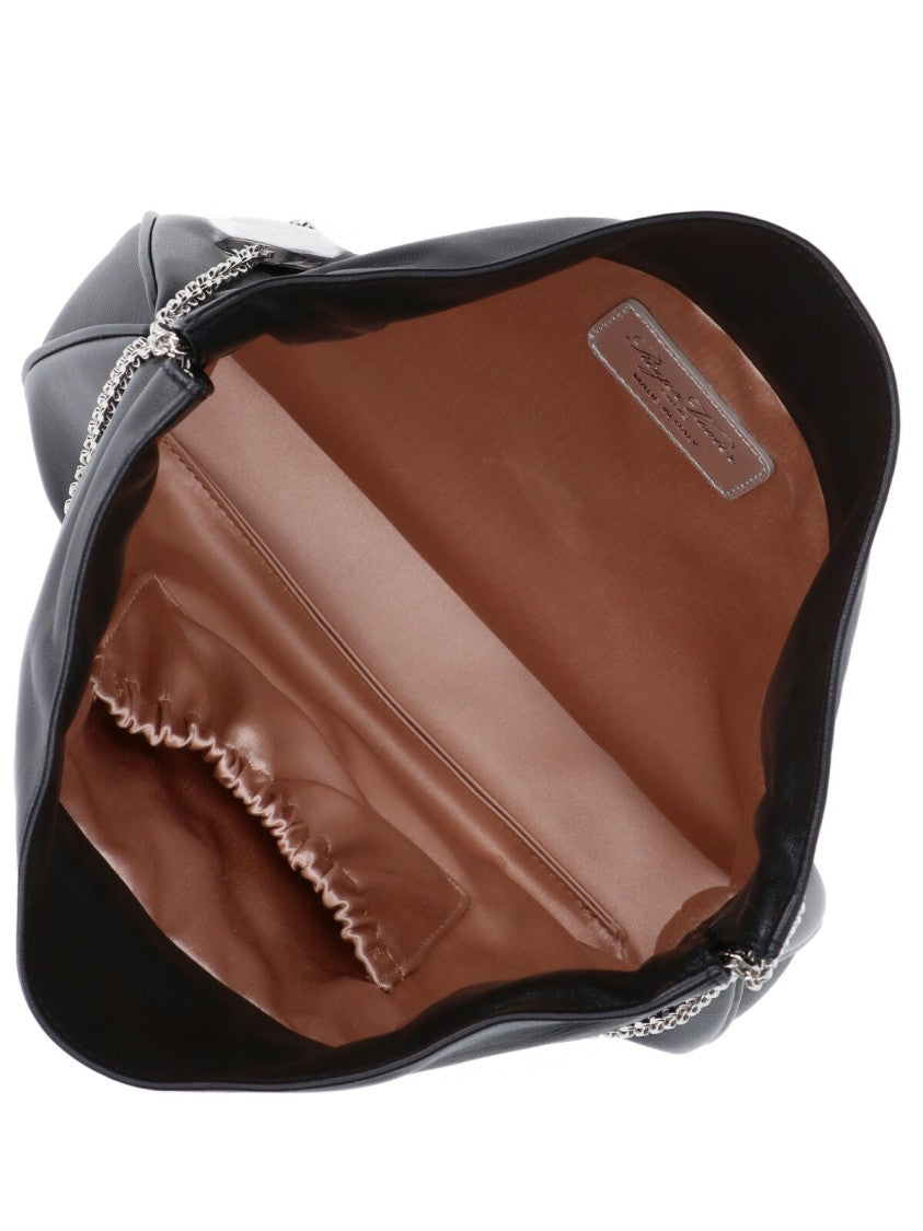 Roger Vivier Black Pilgrim Crystal Nappa Shoulder Bag