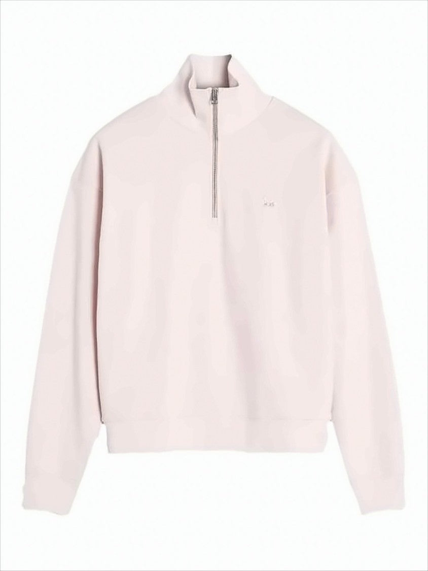 Maison Kitsuné Light Pink Half-Zip Turtleneck With Embroidered Logo