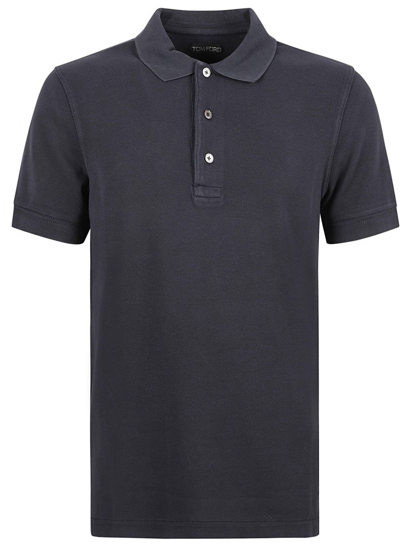 Tom Ford Classic Blue Polo With Collared Neckline