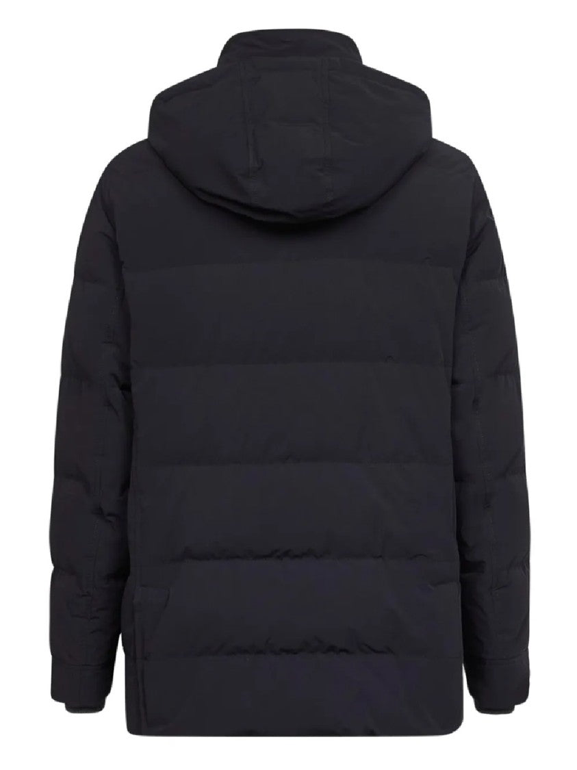 Brunello Cucinelli Padded Black Quilted Jacket With High Collar