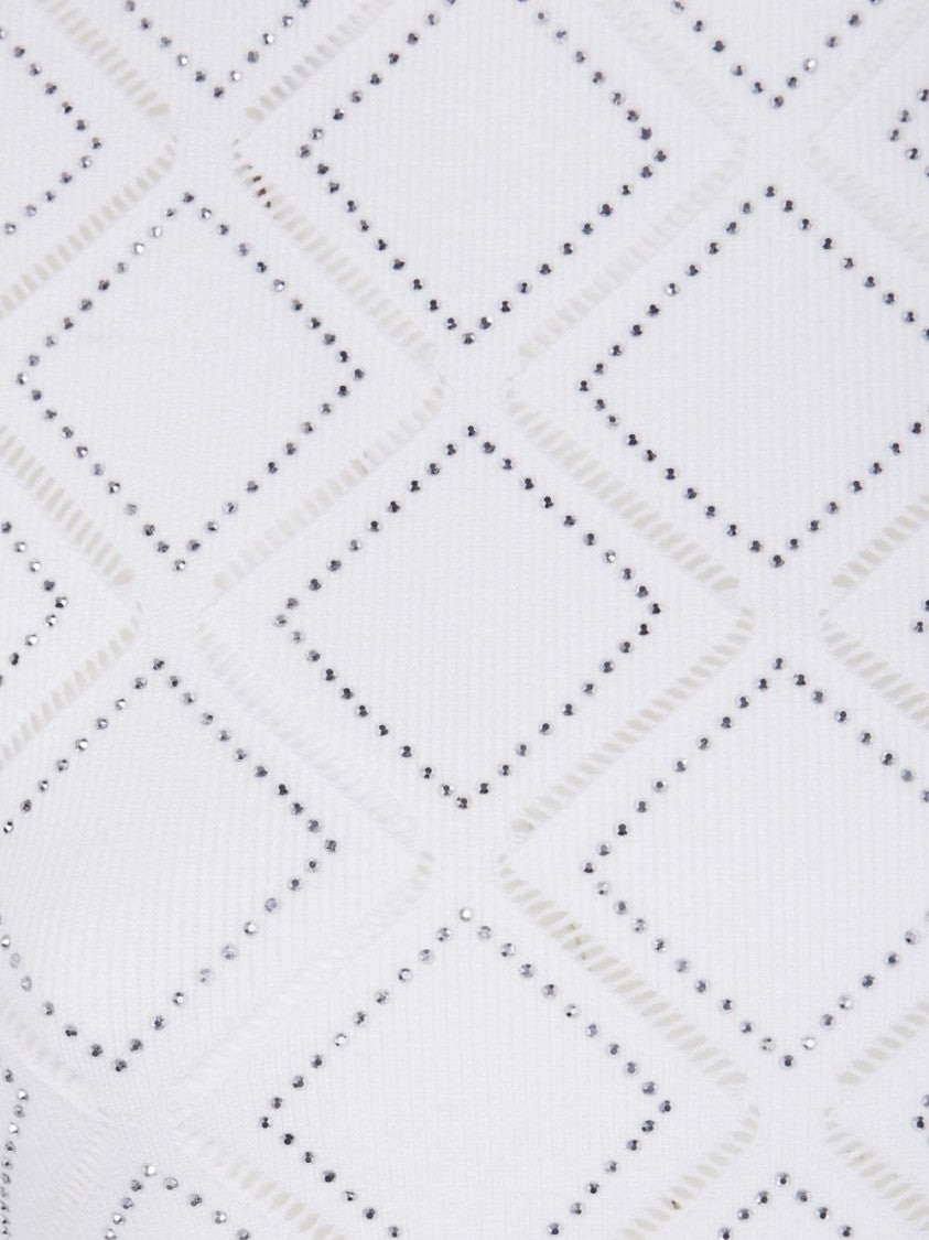 Blugirl Rhombus Pattern High Neck Sweater With Crystal Embellishment