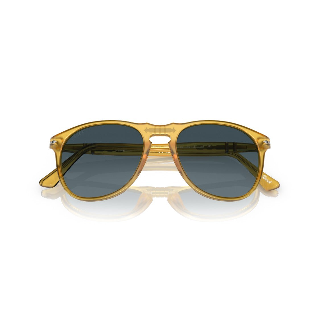 Persol 0Po9649s Translucent Amber Acetate Sunglasses With Round Shape