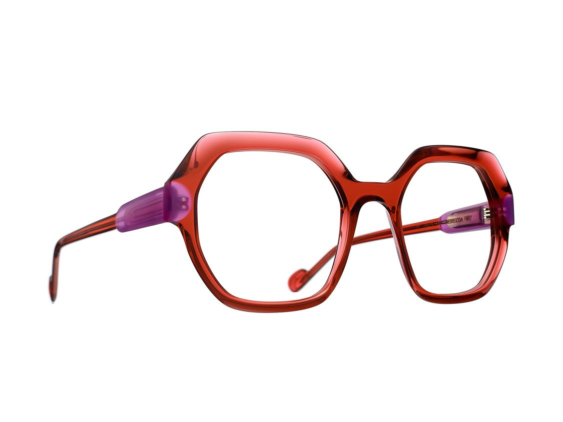 Caroline Abram Red Rebecca Translucent Geometric Sunglasses