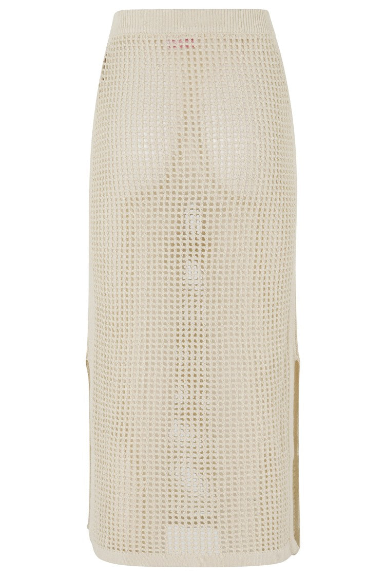 Mc2 Saint Barth Sand Darline Crochet Mesh Fabric Cotton Midi Skirt
