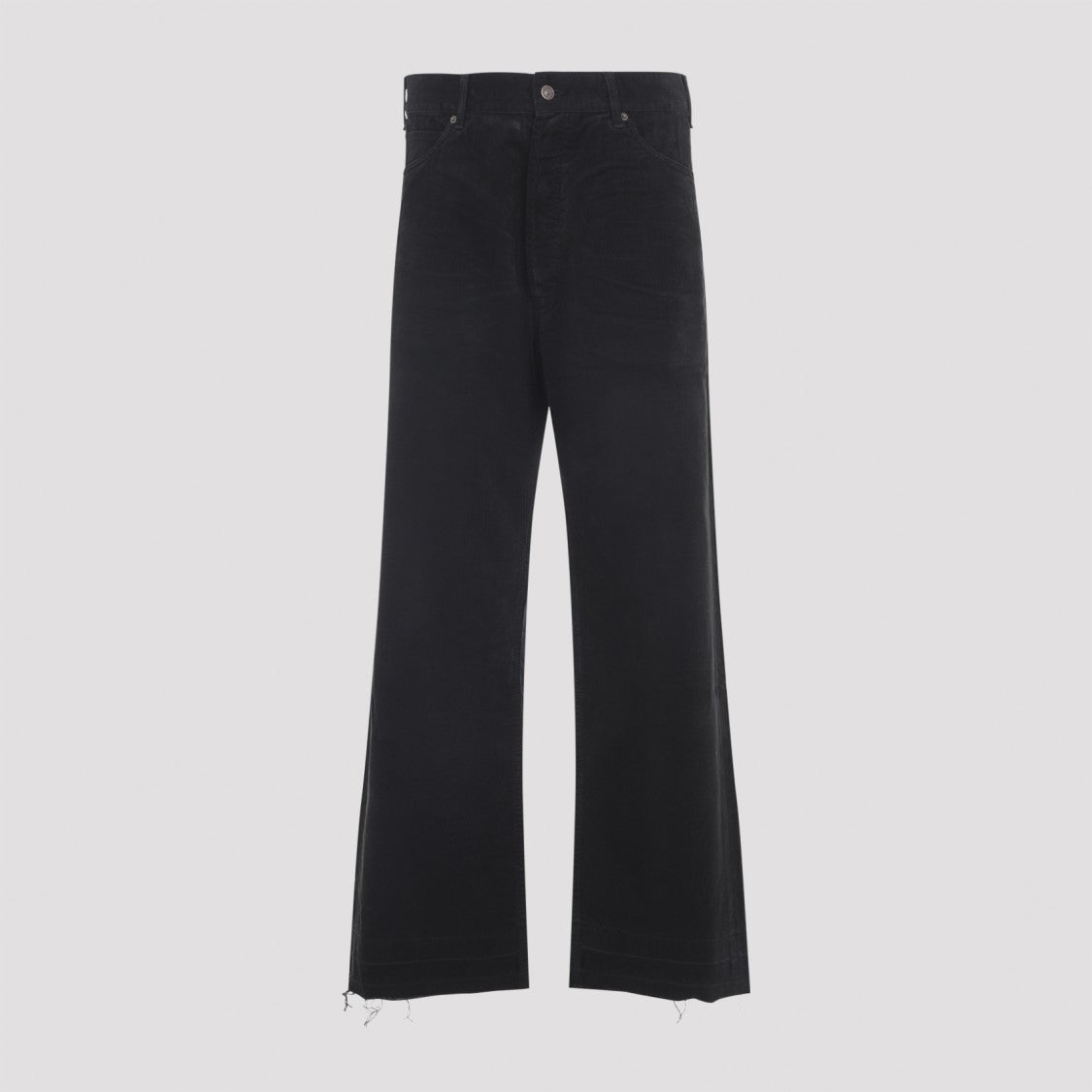 Celine Low-Rise Straight Leg Jeans In Black Cotton Corduroy