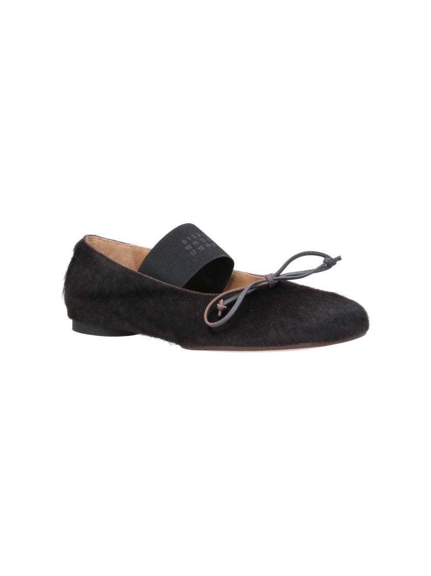 Mm6 By Maison Margiela Anatomic Squared-Toe Pony Hair Slip-On Ballerina Flats