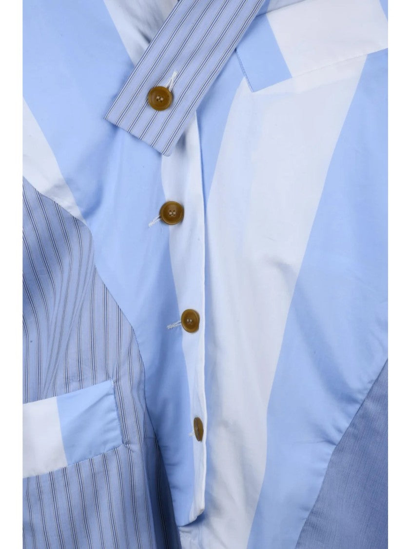 Vivienne Westwood Asymmetric Patchwork Dress In Light Blue And White