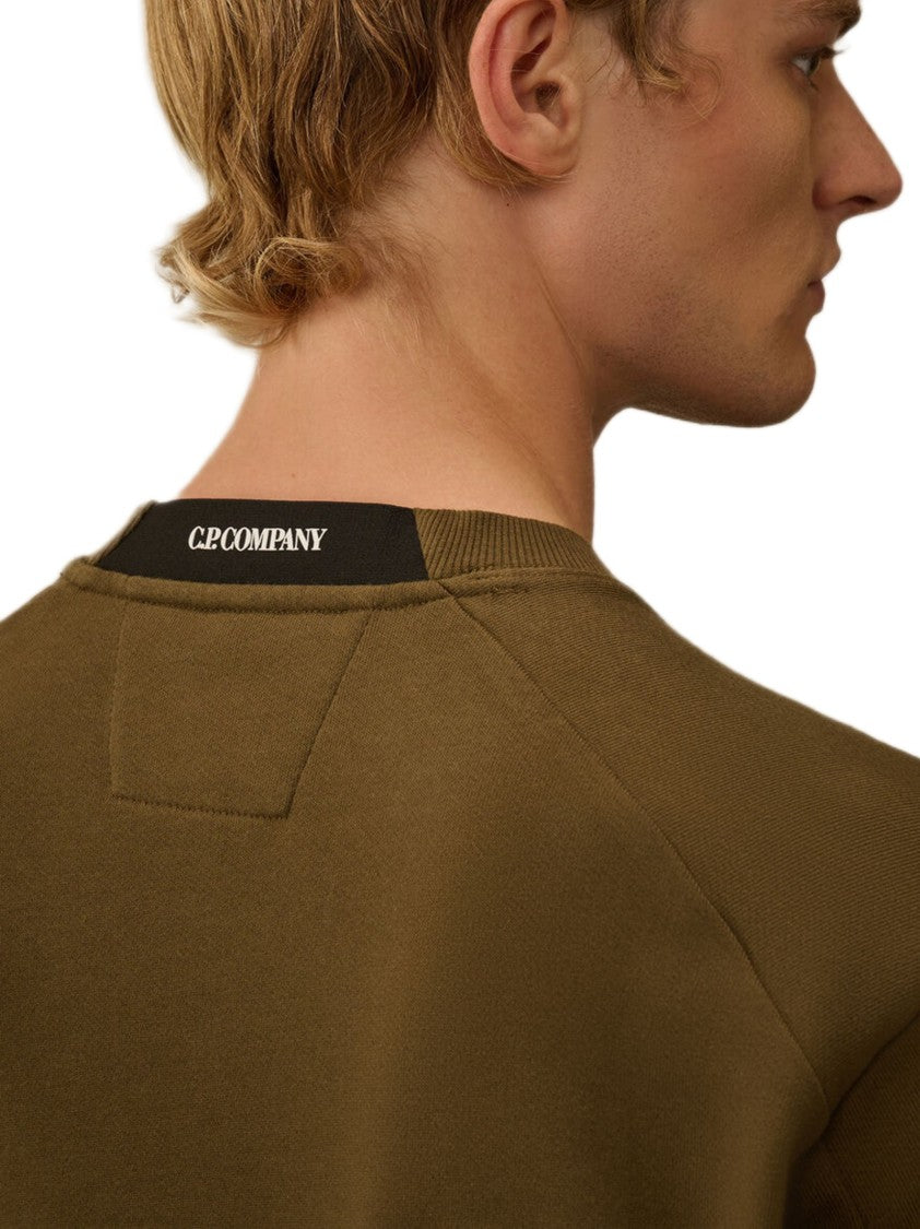 C.P. Company Diagonal Raised Fleece Crewneck Sweater With Iconic Lens Detail