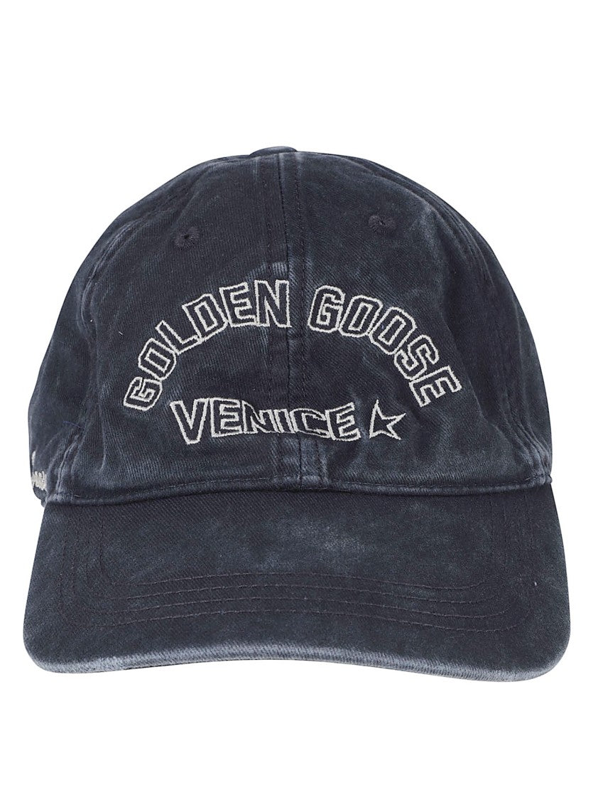 Golden Goose Black Cotton Journey Baseball Hat