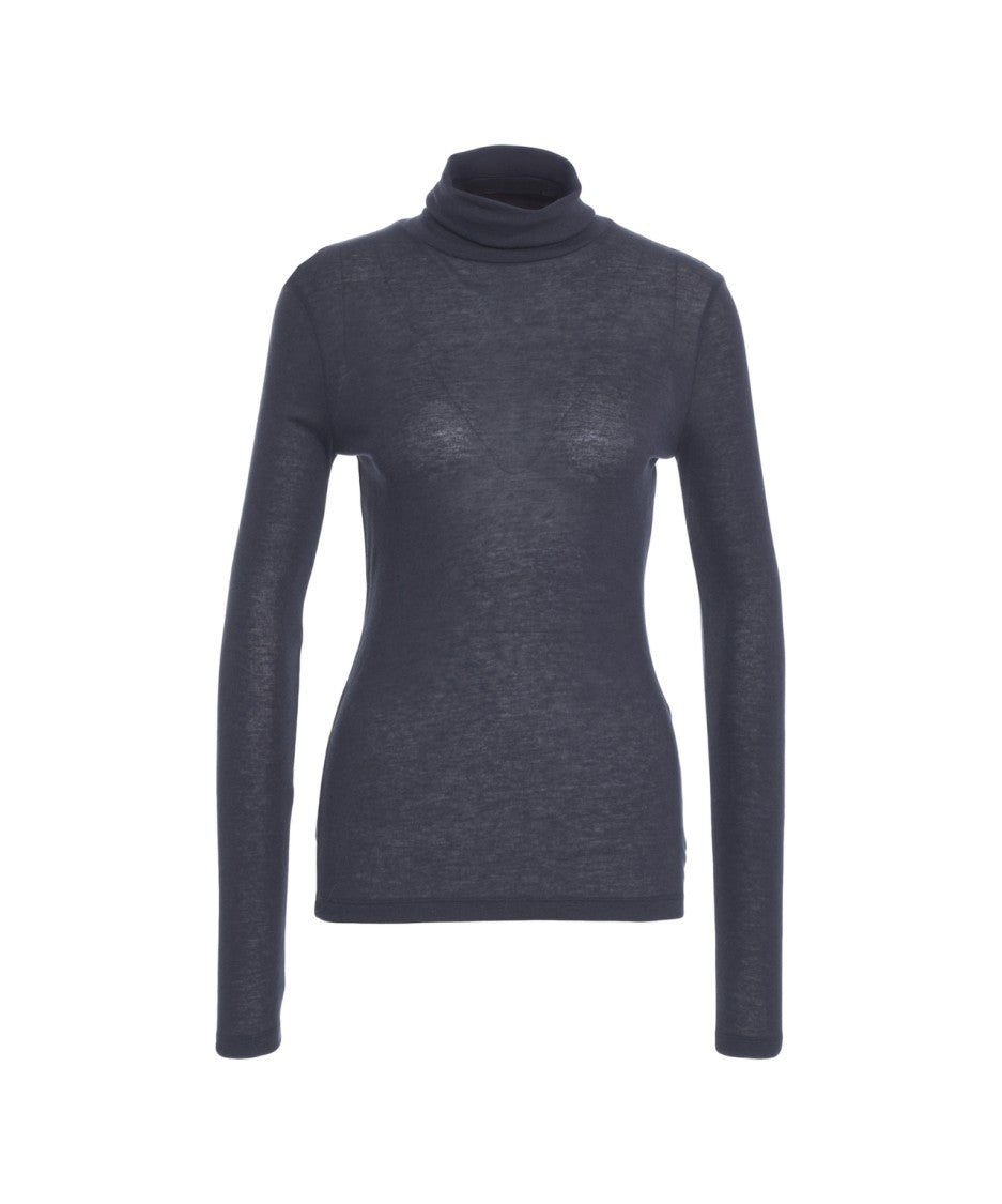 Closed High-Neck Slim Fit Pullover In Fine Knit Fabric