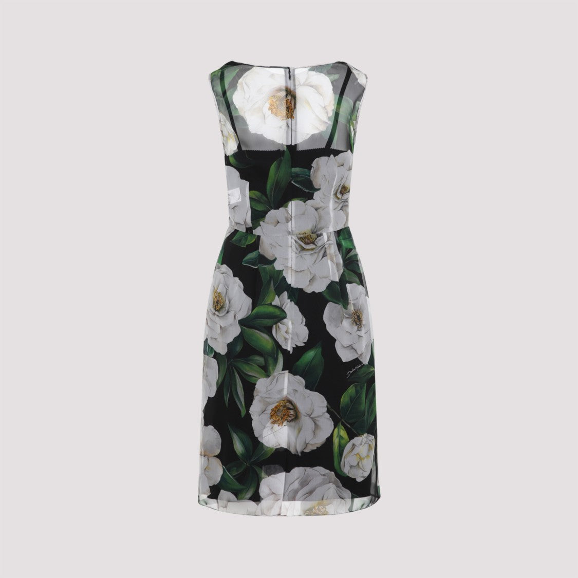 Dolce & Gabbana Cowl Neck Midi Dress In Black Silk With Floral Print