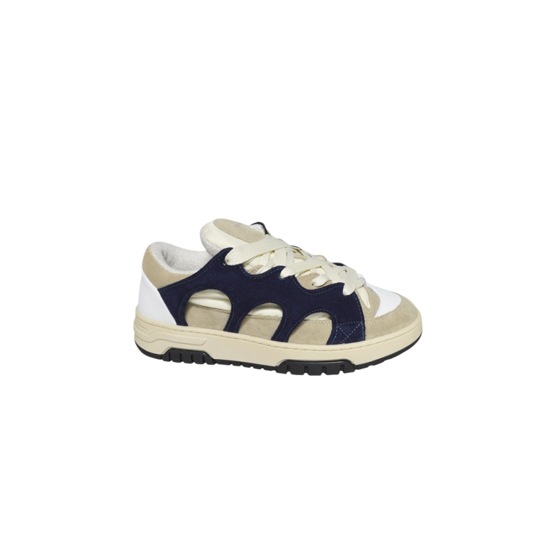 Santha Sneakers In Suede Leather Blue And Cream Danilo Paura