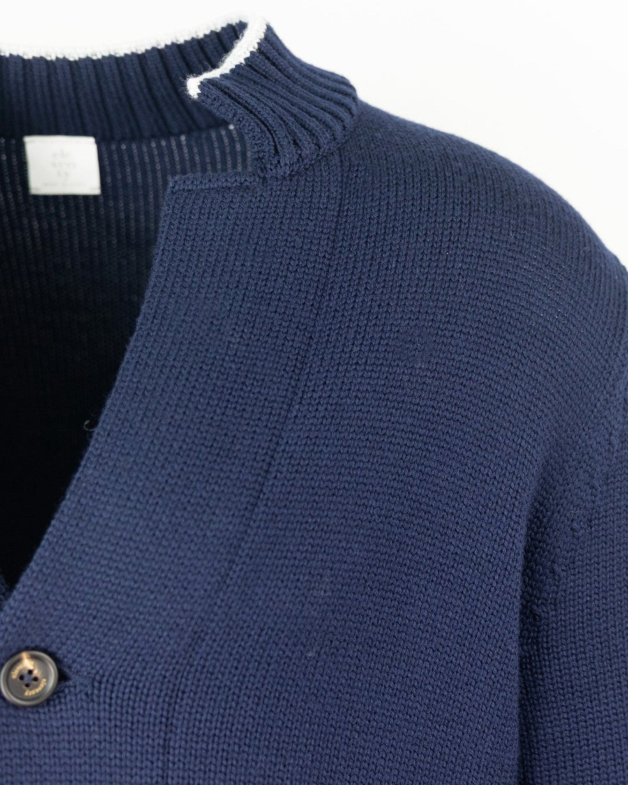 Eleventy Blue Wool Cardigan