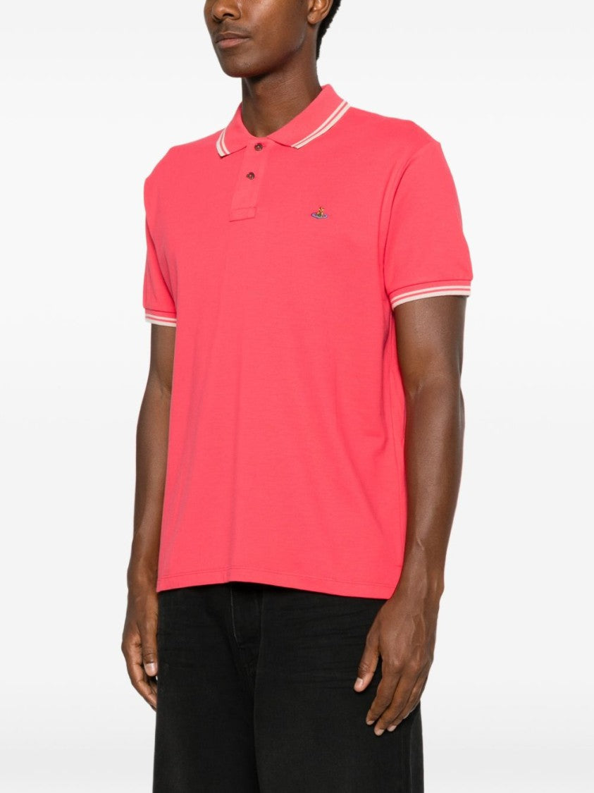 Vivienne Westwood Short-Sleeve Striped Accent Cotton Polo Shirt