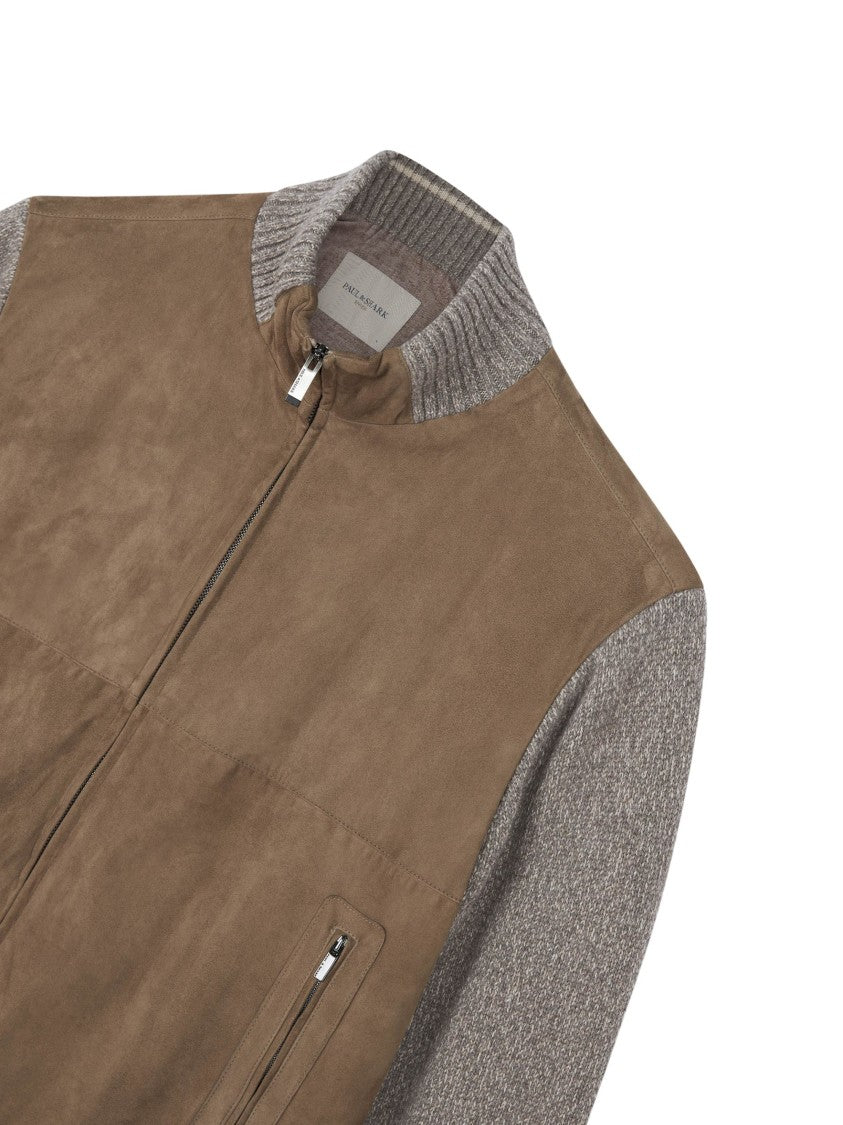 Paul & Shark Hybrid Zip-Up Cardigan In Suede, Wool And Cashmere