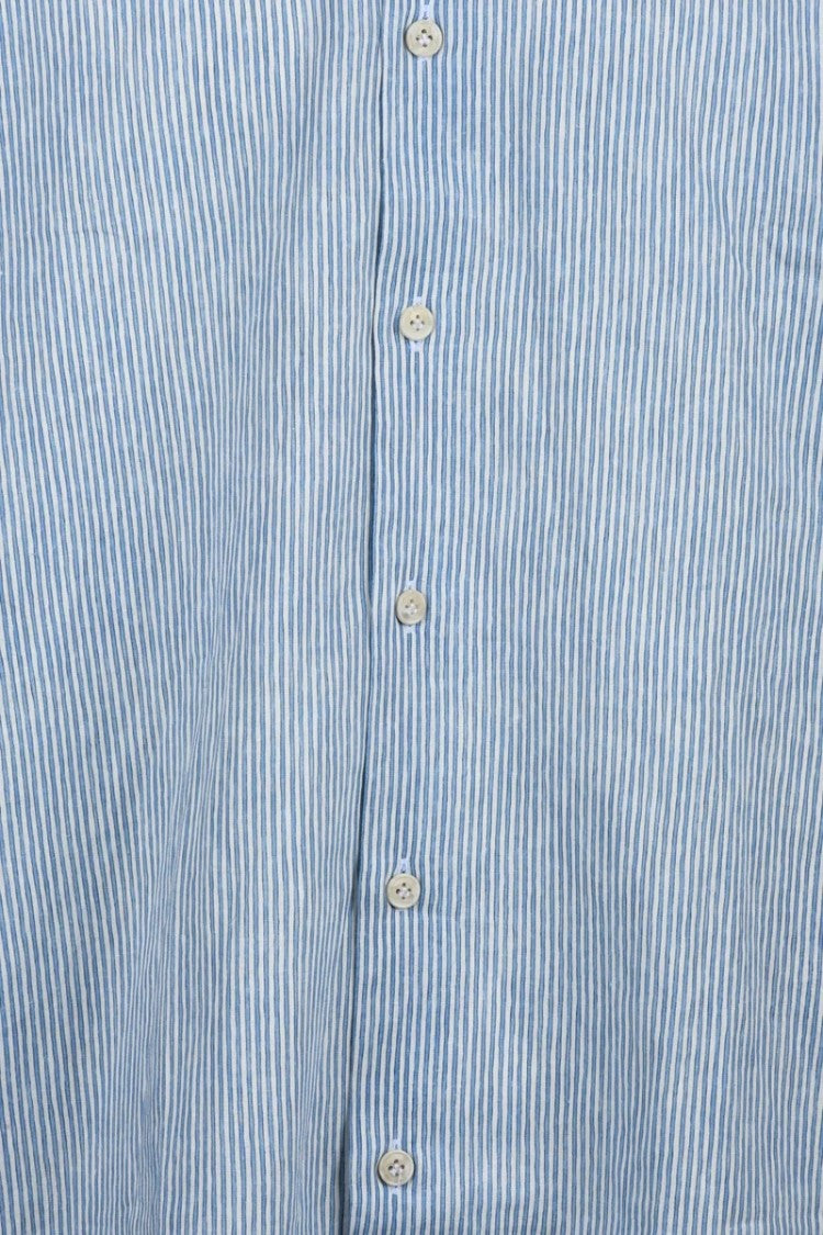 Brio White Sky Blue Cotton Linen Shirt