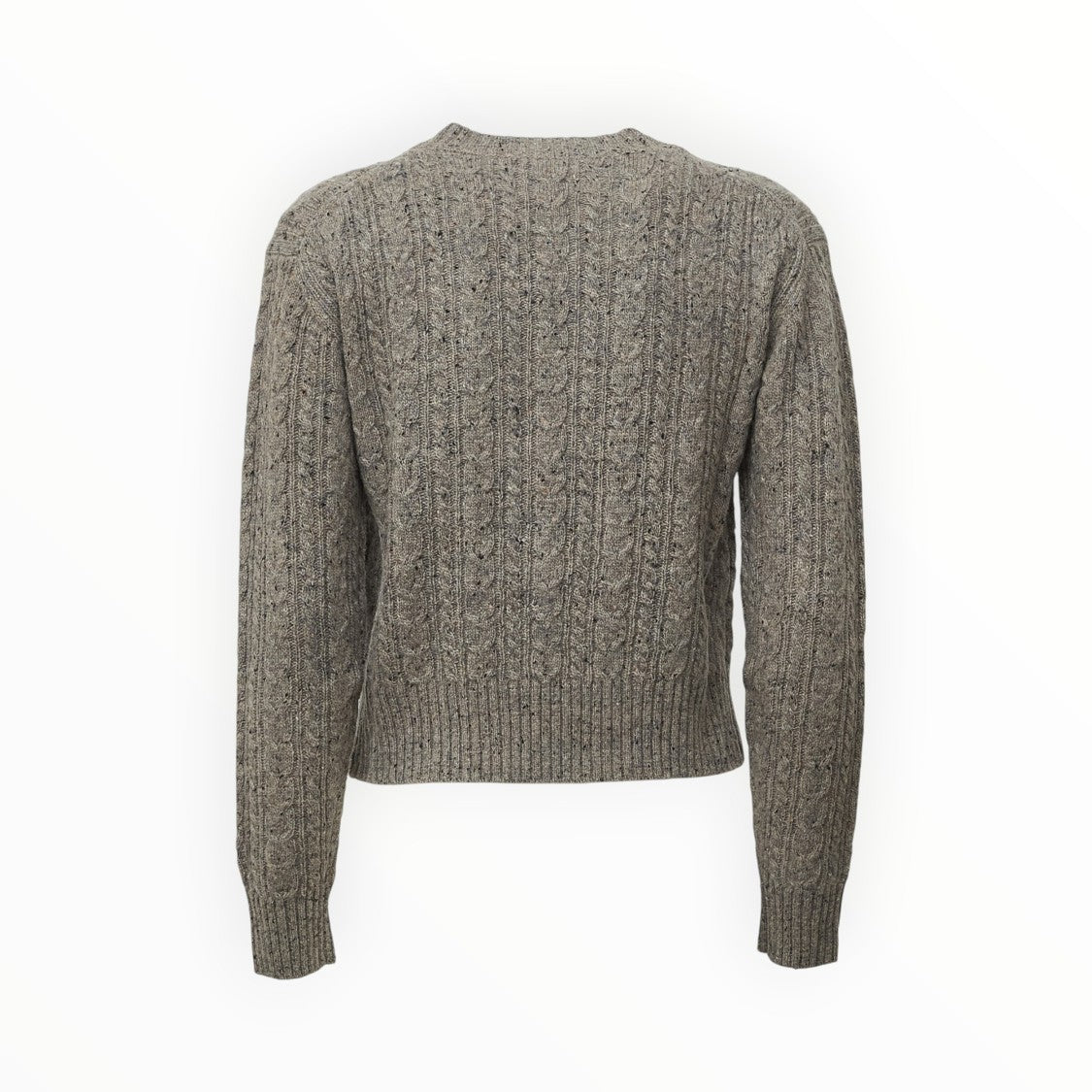 Mc2 Saint Barth Lalia Taupe Cable-Knit Wool Sweater