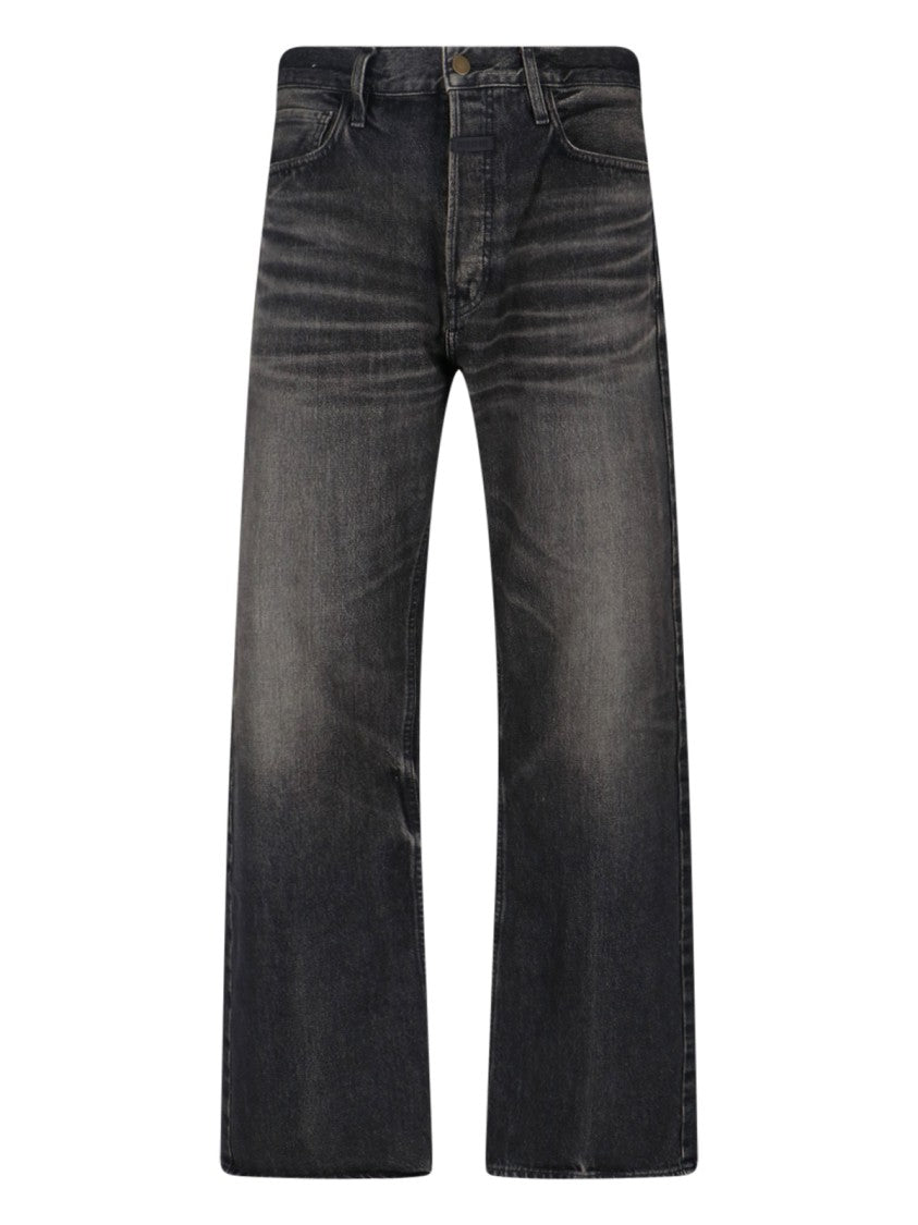 Fear Of God Straight-Leg Black Denim Jeans With Logo Detail