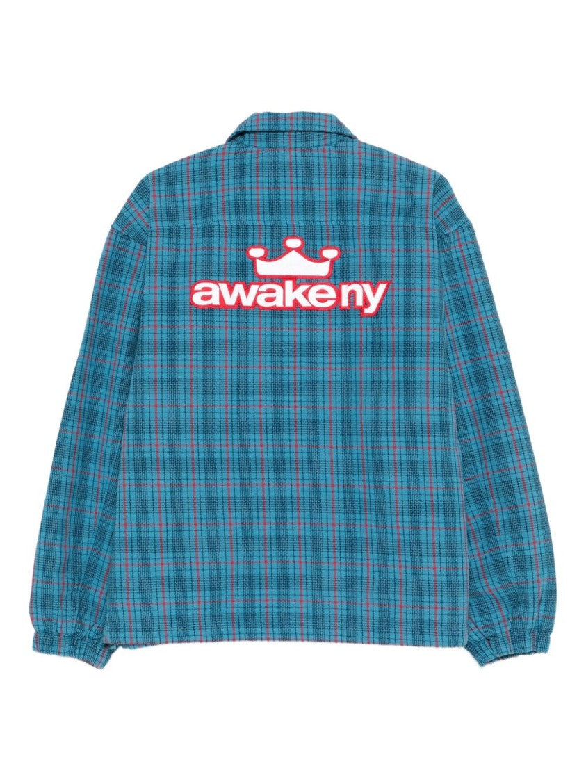 Awake Ny Plaid Bold Logo Coach Jacket