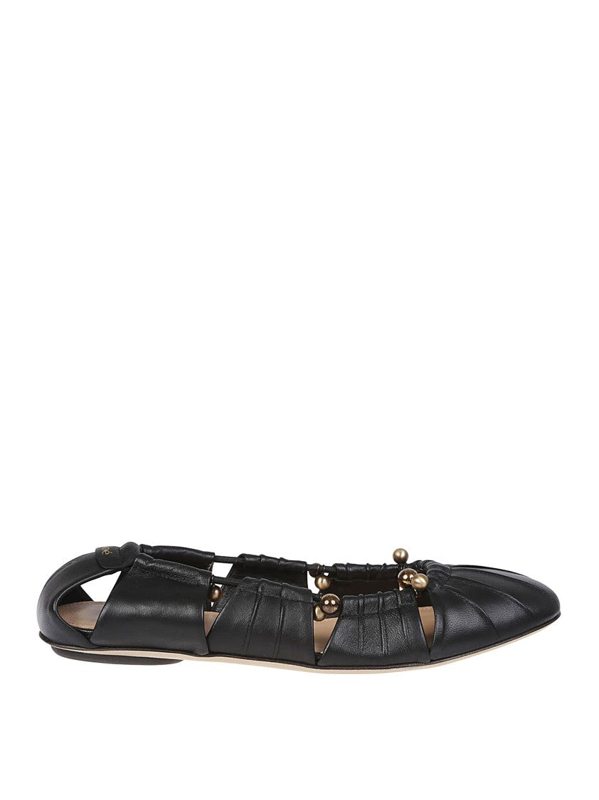 Chloé Pleated Black Ballerina Flats