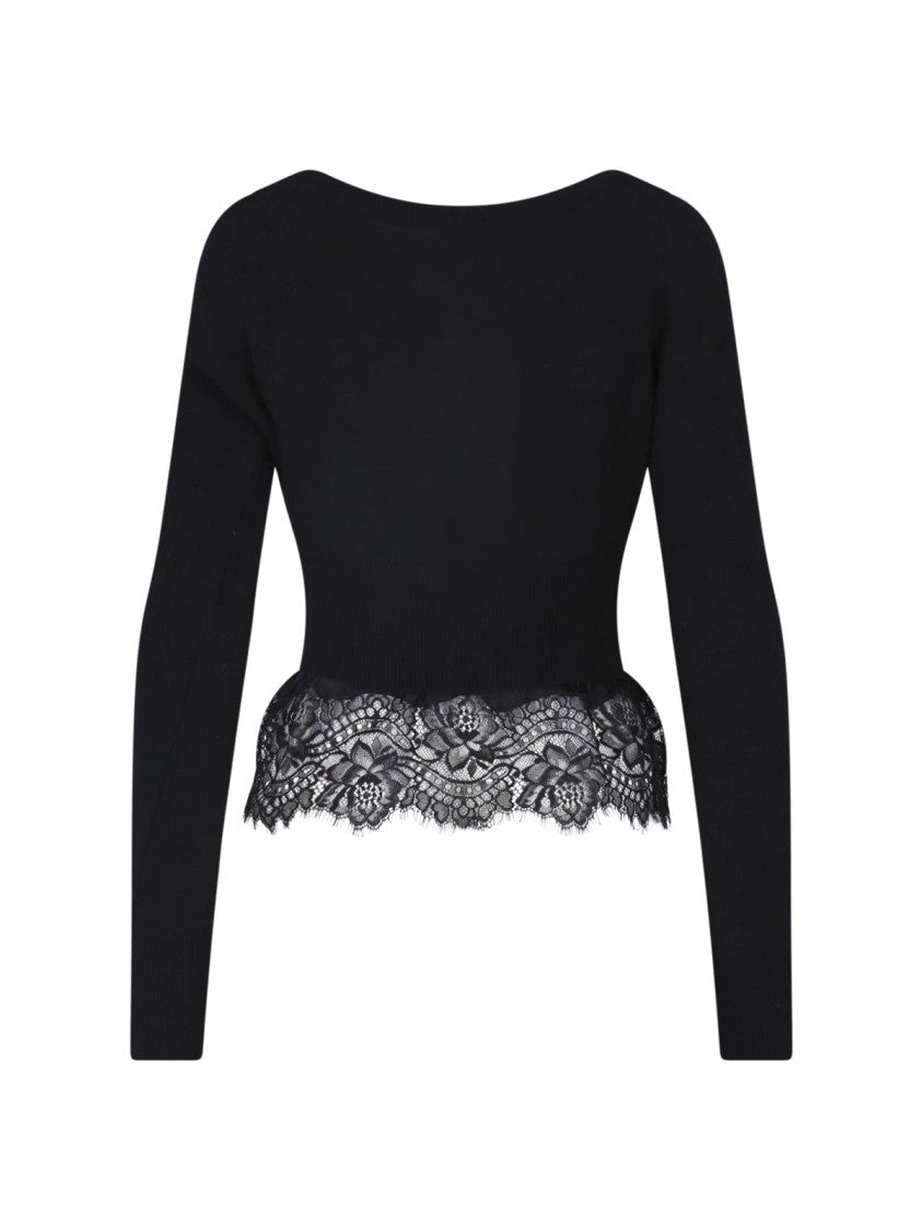 Ermanno Scervino V-Neck Lace Cashmere Cardigan