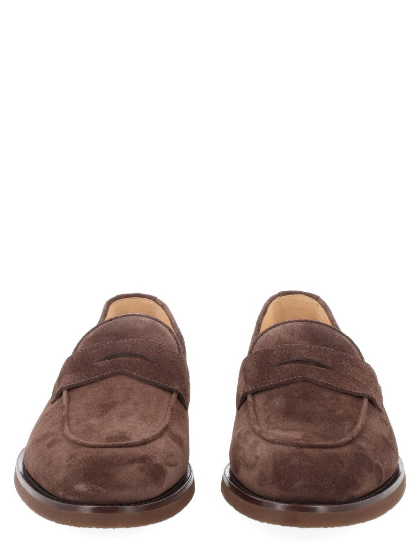 Brunello Cucinelli Penny Loafers In Soft Suede With Rounded Toe