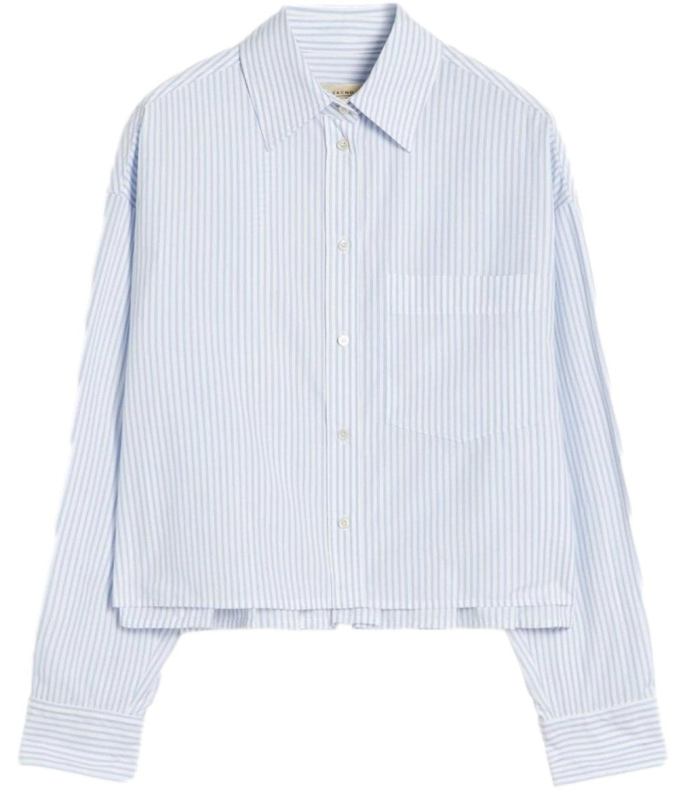 Max Mara Light Blue Striped Linen Shirt