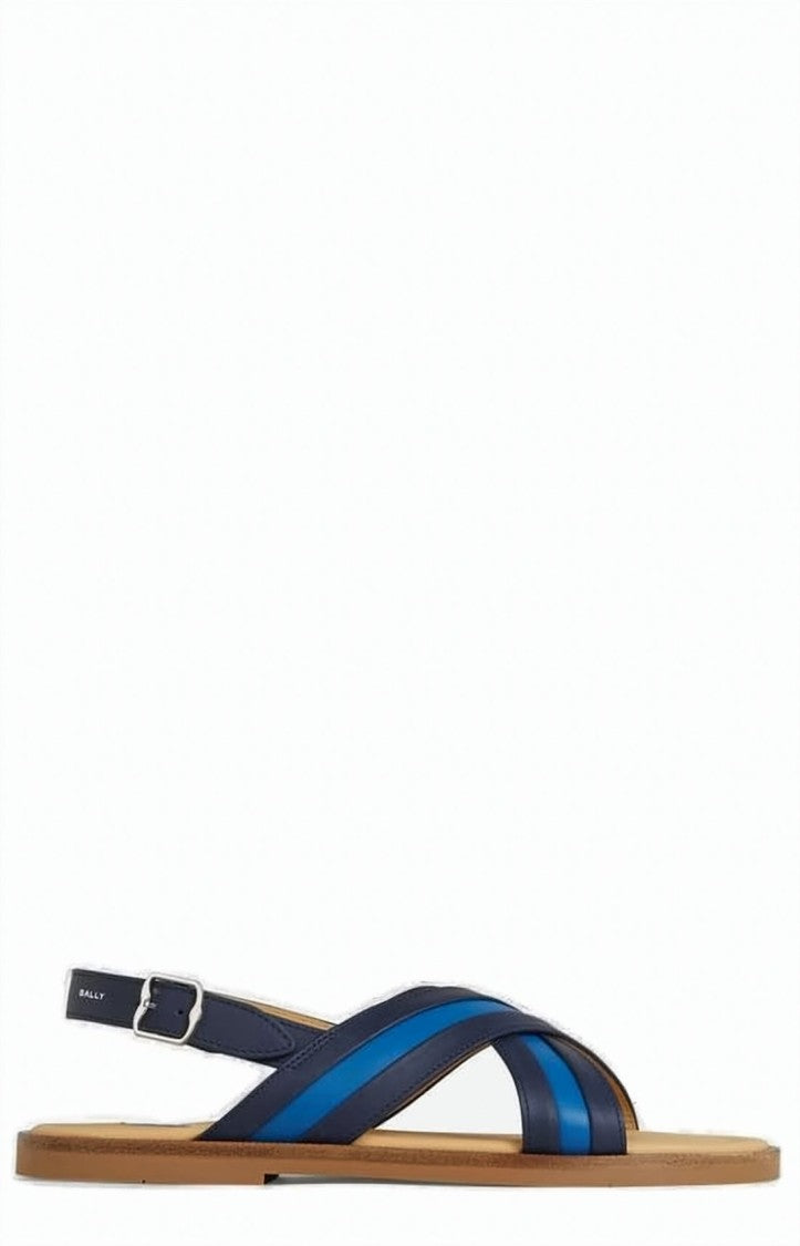 Bally Flat Sandals With Crossed Straps And Adjustable Ankle Strap