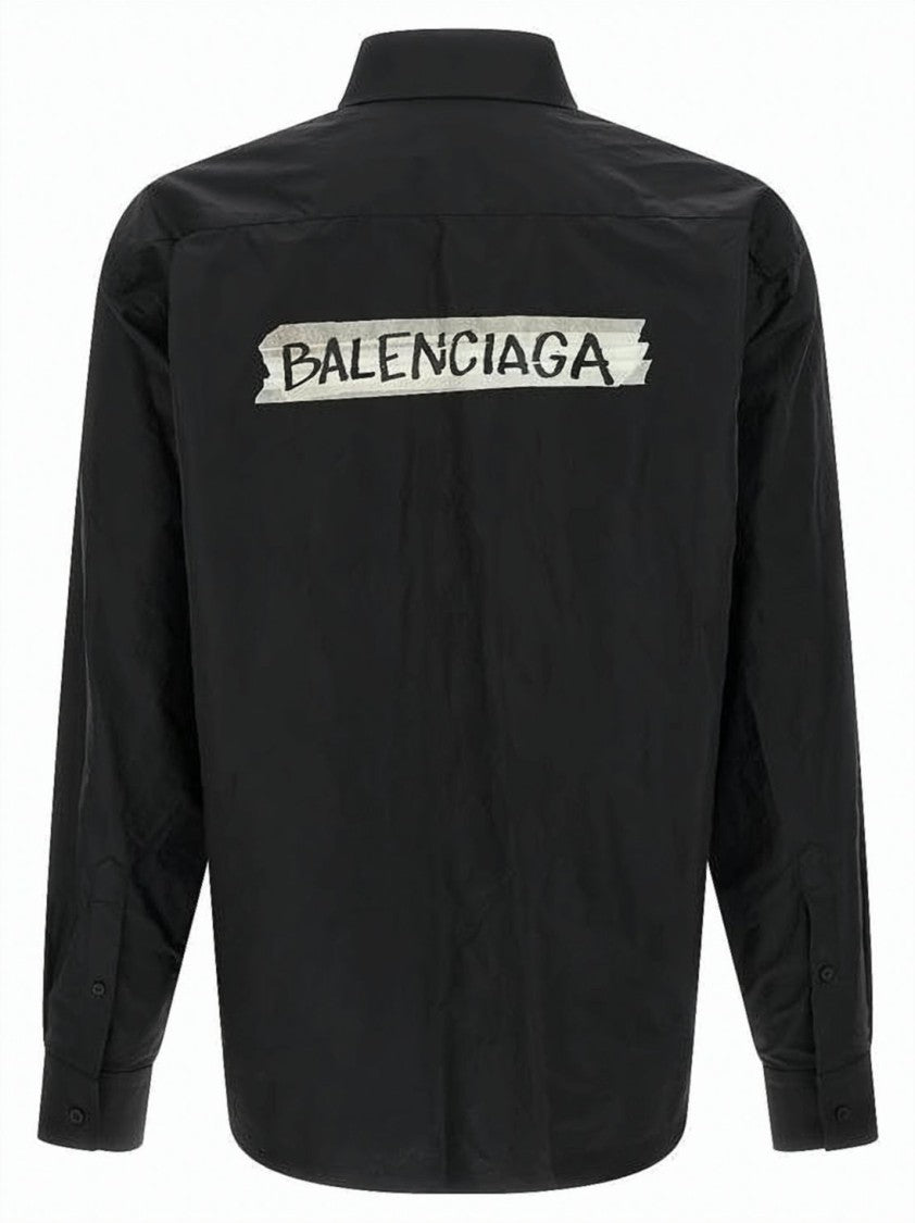 Balenciaga Relaxed Oversized Long Sleeve Shirt With Graphic Logo Detail