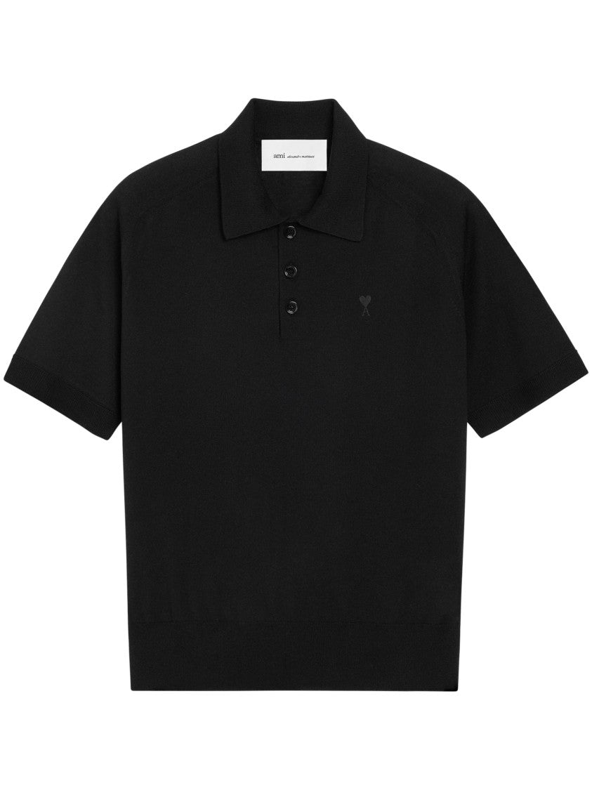 Ami Paris Short-Sleeved Polo With Contrast Embroidery