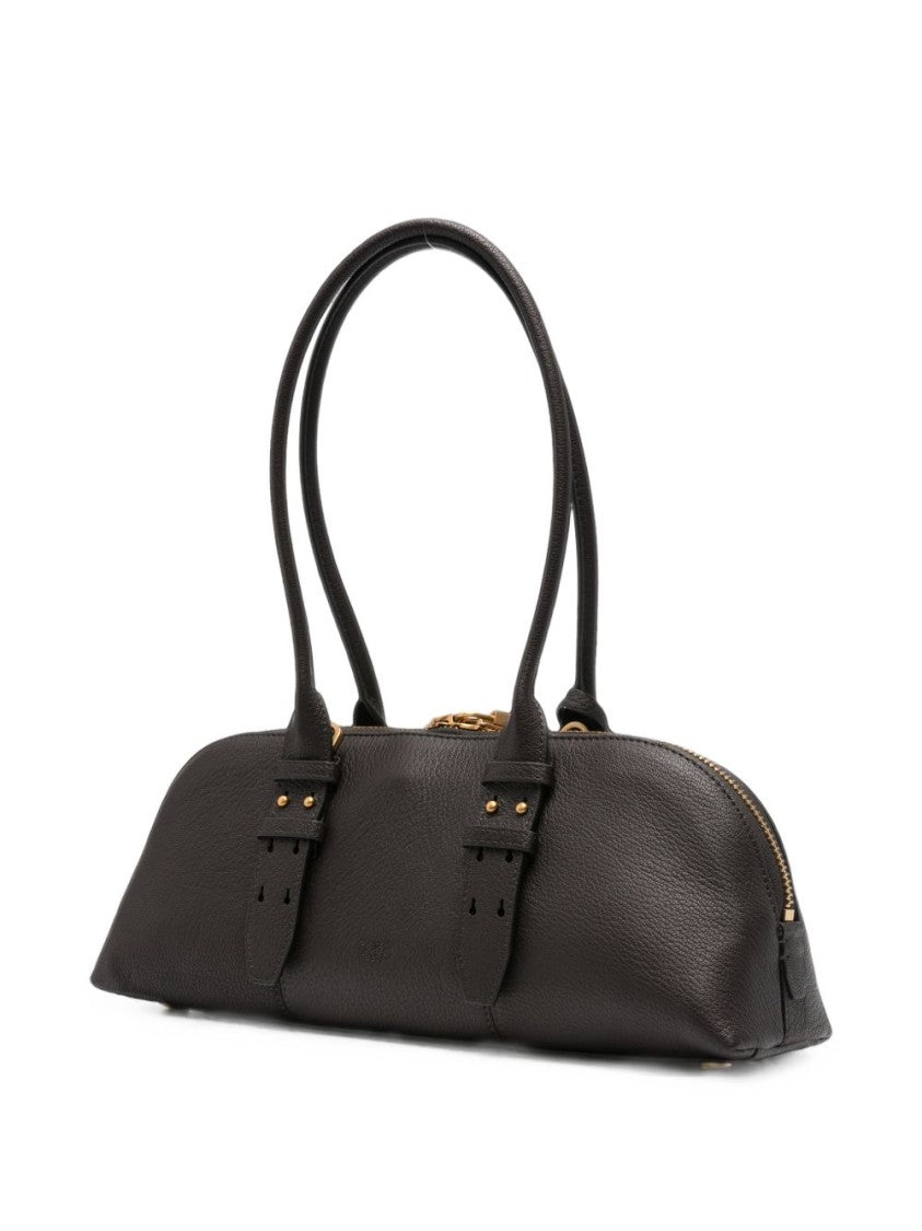 Pinko Pebbled Black Gold-Tone Accent Handbag