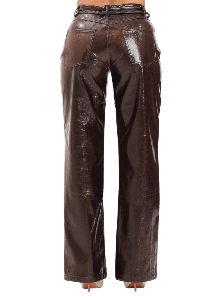 Tpn Straight-Leg Trousers With Glossy Textured Finish