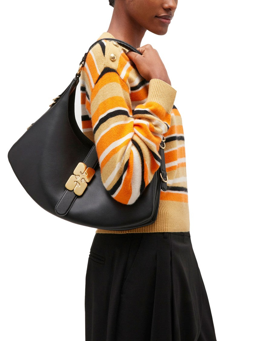 Ganni Crescent-Shaped Handbag In Recycled Leather