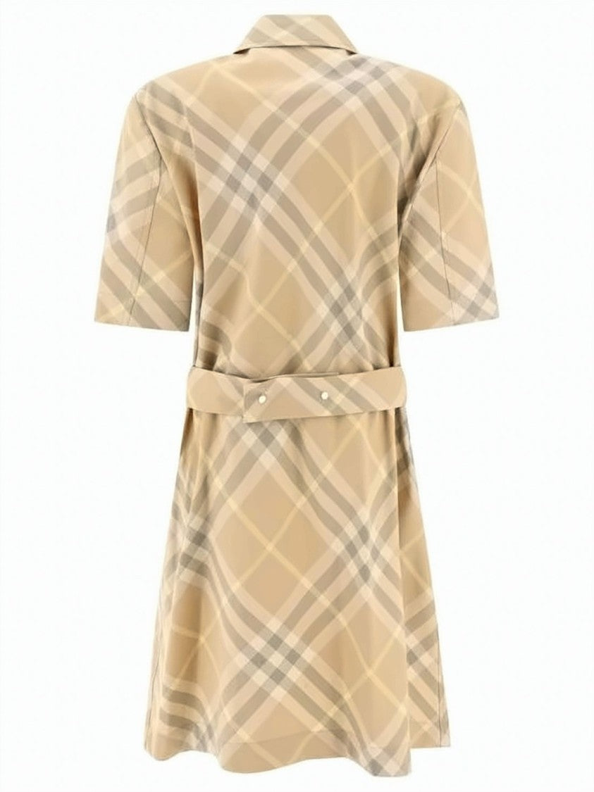 Burberry Classic Check Midi Dress With Structured Collar