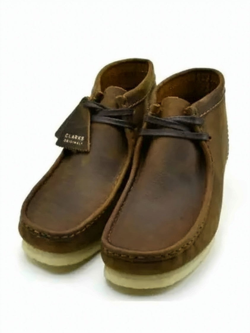 Clarks Ankle-High Moccasin-Style Leather Boots With Lace-Up Detail