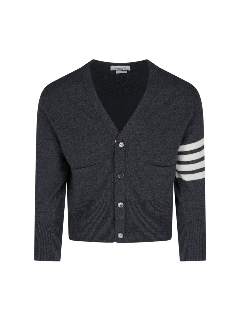 Thom Browne "Loopback 4-Bar" Cardigan – Dark Grey