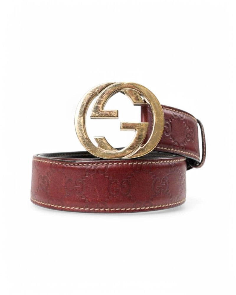 Gucci Gg Interlocking Belt Sssima - Bordeaux