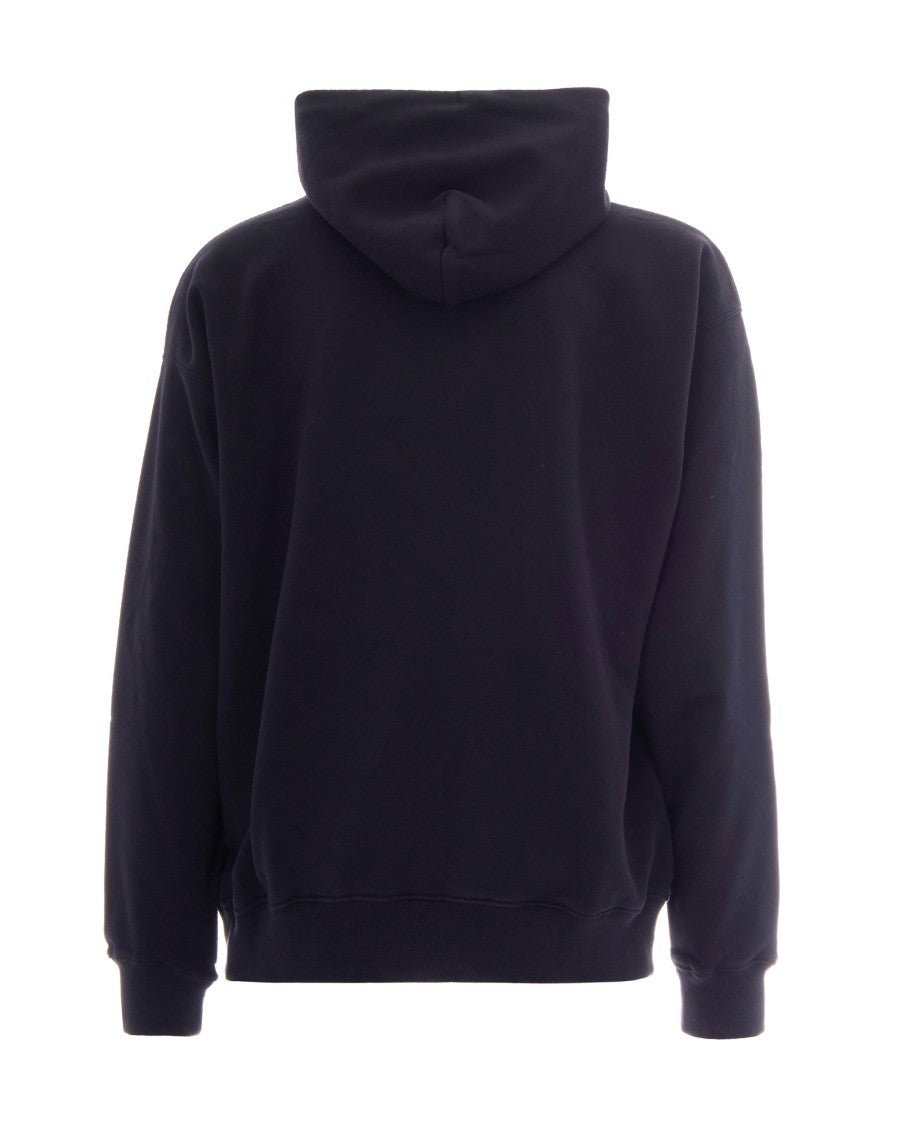 Off-White Black Hoodie With Adjustable Drawstring And Kangaroo Pocket
