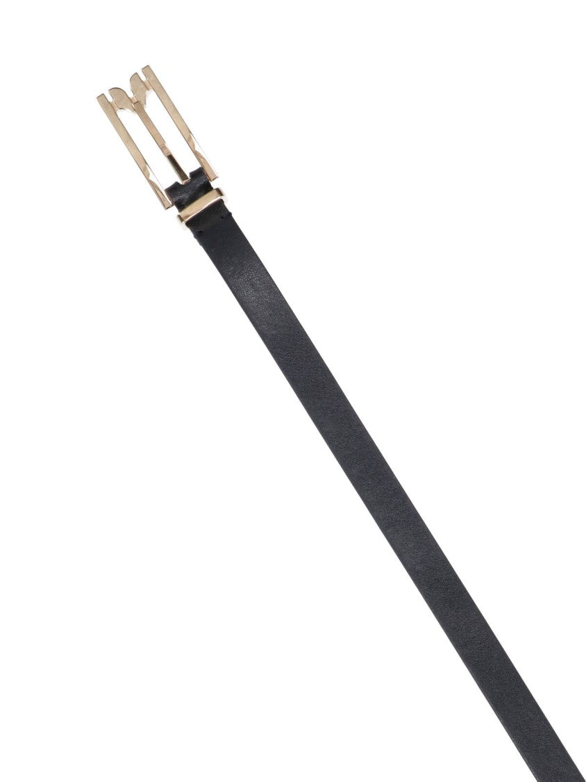 Victoria Beckham Slim Black Geometric Buckle Belt