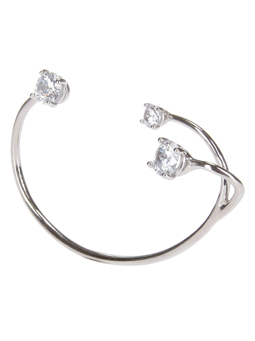 Panconesi Sculptural Silver Earcuff With Zircon Accents