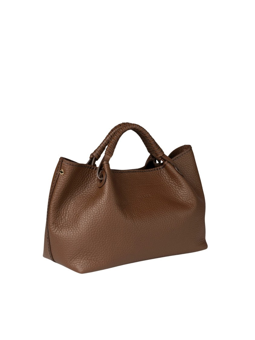 Visona` Queen Brown Textured Leather Handbag