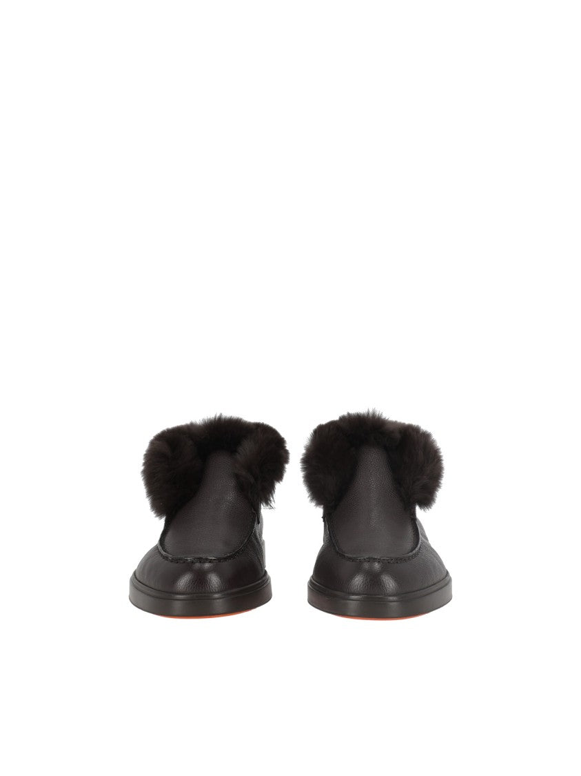Santoni Black Desert Boot Hadeel Fur Trimmed Boots