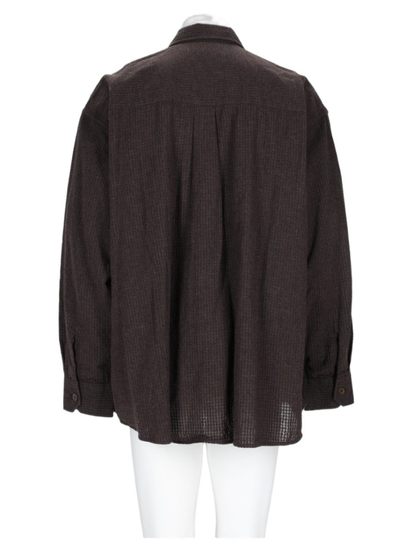 Our Legacy Brown Textured Cotton-Blend Casual Shirt