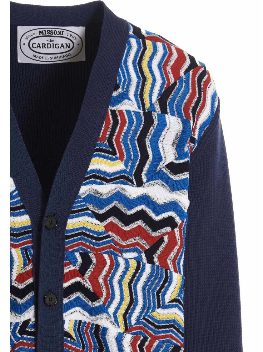 Missoni Zigzag Patterned Cotton Cardigan With Button Design